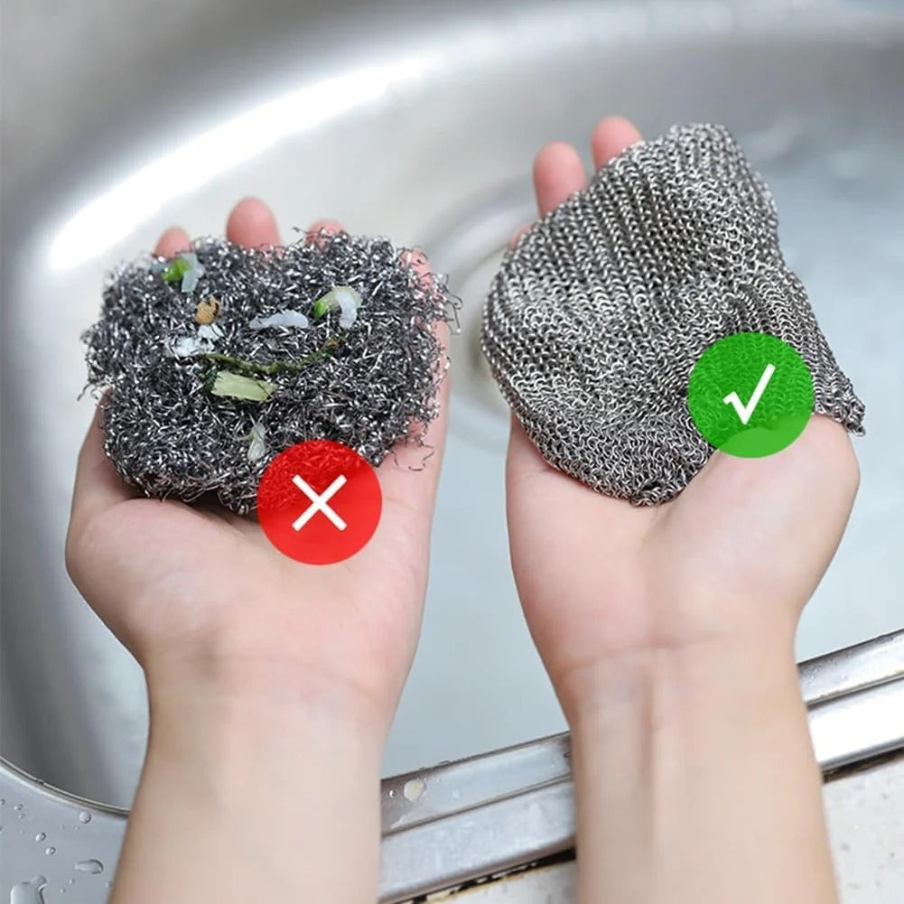 Chiffon à vaisselle double couche en acier inoxydable 15 pcs + 15 OFFERTS