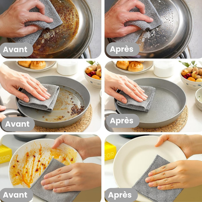 Chiffon à vaisselle double couche en acier inoxydable 15 pcs + 15 OFFERTS