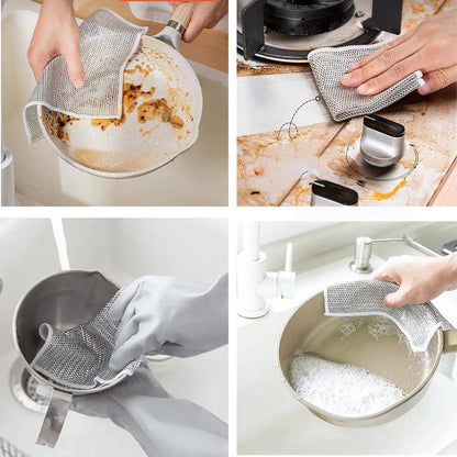 Chiffon à vaisselle double couche en acier inoxydable 15 pcs + 15 OFFERTS