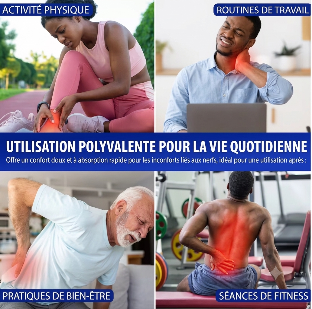 Crème anti-douleur, soulagement des nerfs et douleurs articulaires.